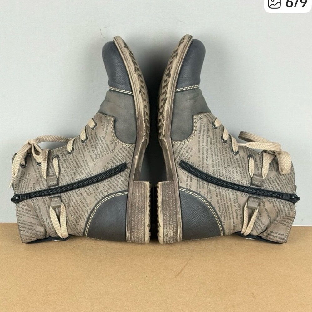 Rieker newsprint  sz 40 (9) Peyton lace up boots comfort fit. - Picture 6 of 13